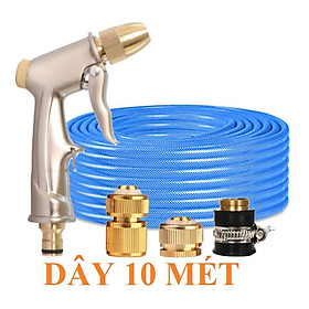 Bộ dây vòi xịt nước rửa xe, tưới cây . tăng áp 3 lần, loại 7m, 10m 206701-1 đầu đồng, cút đồng, + tặng mở chai