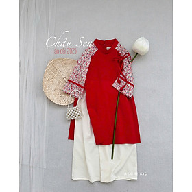 Bộ áo dài tết cho bé gái mẫu XUÂN HOA xinh xắn diện tết năm mới giáng sinh noel từ 12-50kg hàng thiết kế cao cấp