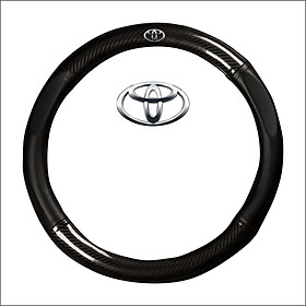 Bọc vô lăng tay lái ô tô da vân Carbon 4S logo TOYOTA cao cấp