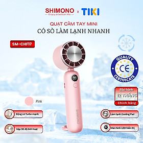 Quạt Làm Lạnh Cầm Tay SHIMONO SM-CHF17 Tích Điện Có Sò Làm Lạnh Nhanh Pin 3000mAh Liên Tục 6H - Hàng Chính Hãng