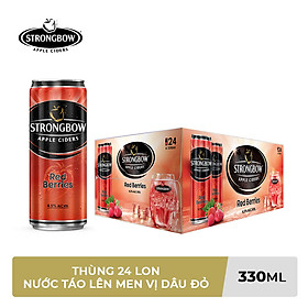 Thùng 24 Lon Cao Strongbow Vị Dâu Đỏ (330ml / Lon)