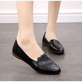 Giày nữ da mềm đế cao su cao 2cm