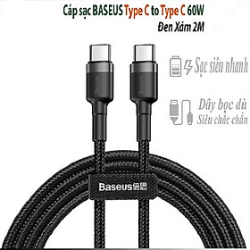 Cáp sạc Baseus 60W USB C sang Type-C cho điện thoại -Hàng Chính Hãng 