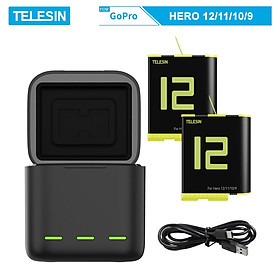 Combo sạc 3 + 2 pin TELESIN mẫu mới MÀU VÀNG dùng cho GoPro Hero 9/10/11/12