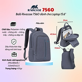 Balô Rivacase 7560 Dành Cho Laptop 15.6" - Hàng Chính Hãng - Bảo Hành 24 Tháng
