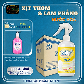 Xịt Thơm & Làm Phẳng Quần Áo Zily 300g ( 20 Chai/Thùng ) - Tặng 1 Chai Nước Rửa Tay Zily 500Gr