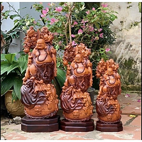 Mua Tượng phật di lặc ngũ phúc bằng gỗ hương đá làm mầu giả cổ kt 40×15×11cm