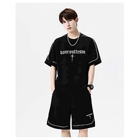 Bộ thể thao nam nữ chất liệu tổ ong loại 1 form unisex quần trên gối, [FREESHIP] Sét Đồ Bộ Thun Bao Đẹp Mang Cá Tính Kèm Họa Tiết Dấu Cộng Giữa, Bộ Quần Áo Thể Thao Nam Nữ mặc nhà Mùa Hè Unisex, Hình Thêu Sắc Nét, Phong Cách Cao Cấp