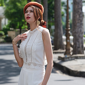 Áo Croptop Ren Hity TOP133 (Trắng Kim Cương)