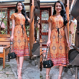 Đầm suông họa tiết thổ cẩm 