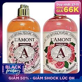 Combo Sữa Tắm L'amont En Provence Cherry Blossom Shower Gel Hương Hoa Anh Đào + Hoa Hồng (500ml / Chai)