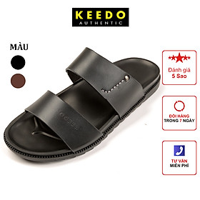 Dép 2 Quai Ngang cao cấp da bò thật KEEDO BH01010