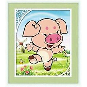 Mua Tranh đính đá 12 con giáp cho bé yêu (con heo) kích thước 30*30cm chưa đính