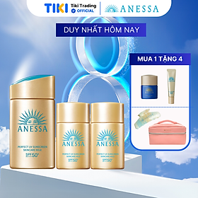 Bộ sản phẩm Kem chống nắng dạng sữa dưỡng da kiềm dầu bảo vệ hoàn hảo (Anessa Gold Milk 60ml + Gold Milk 20ml x2)
