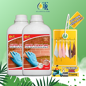 Combo Tẩy Bồn Cầu Bị Ố Vàng,Tẩy Gạch Men,Tẩy Xi Măng,Nước Tẩy Nhà Vệ Sinh,Tẩy Rong Rêu Vôi Vữa Dr.C Super Clean S90 1 Lít
