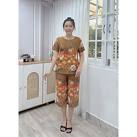 Đồ Bộ Ngủ Trung Niên Quần Lửng Chất Vải Lụa Bộ Lửng Mặc Nhà Cho Mẹ Đồ Ngủ Trung Niên