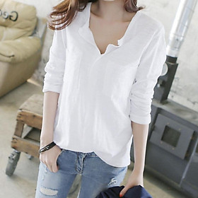 Áo Nữ Dài Tay Cổ Chữ V Đen (Size S)