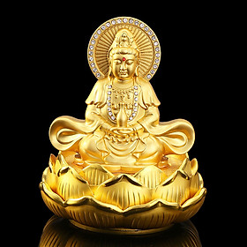 Mua Tượng Phật Quan Âm bằng hợp kim mạ vàng ngồi đài sen để xe ô tô C12 (Tượng 2 mặt)