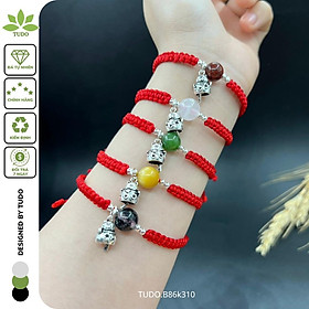 Vòng Tay Nữ Đẹp - Vòng Phong Thủy Đủ 5 Mệnh TUDO B86K310 Vòng Tết Chỉ Đỏ May Mắn Charm Mèo Tài Lộc