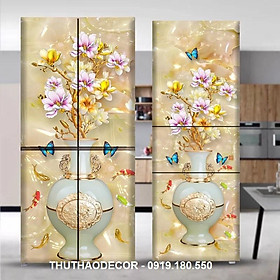 Decal 3D dán tủ lạnh cỡ đại size by size - BÌNH NGỌC XANH
