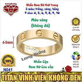 Nhẫn Cặp Đôi Nam Nữ Titan Đính Đá Sang Trọng | Nhẫn Thời Trang màu Trắng Vàng Hồng - N041T