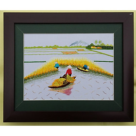 TRANH THÊU TAY - PHONG CẢNH QUÊ HƯƠNG VIỆT NAM (KT 29*34cm)