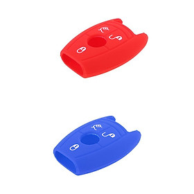 Car Silicone Key Fob 3 Button Case Cover Skin for  Benz C200 Blue and Red