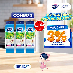Combo 3 Khăn lau sợi tre MyJae lau chùi tiện lợi, đánh bay dầu mỡ 20cm x 25cm (30 Tờ/Bịch)
