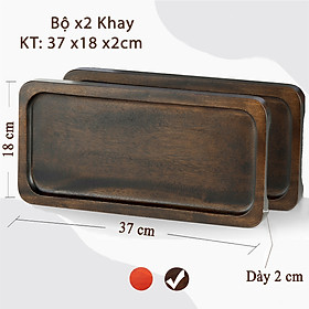 KHAY GỖ (BỘ 2 KHAY) KT: 37x18x2cm, GỖ TỰ NHIÊN - NGUYÊN KHỐI - MÀU WALNUT SANG TRỌNG
