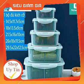 HỘP ĐỰNG ĐỒ BẢO QUẢN TỦ LẠNH - Bộ set 5 rổ hộp đựng đồ tủ lạnh đa năng thông minh cao cấp