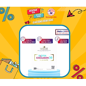 Biotin Collagen 30 plus white-Hộp 4 vỉ x5 ống - Mediphar USA sản xuất chuẩn GMP