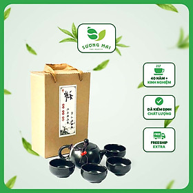 Mua Bộ Ấm Chén Pha Trà Cao Cấp SƯƠNG MAI Ấm Pha Trà Chất Liệu Gốm Sứ Trơn Dày Dặn Lưu Giữ Hương Vị Trà Tốt Bộ 5 Món