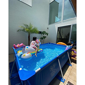 Bể bơi khung kim loại size 2.2m x 1.5m cao 60cm bền bỉ an toàn cho trẻ