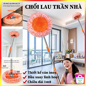 Cây lau trần nhà KG46 đa năng dễ tiện dụng hình tròn hoa hướng dương xoay linh hoạt dài 150cm - Hàng chính hãng