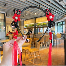 Băng Đô Cài Tóc Màu Đỏ Phong Cách Trung Hoa Cho Bé