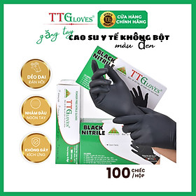 Găng Tay Y Tế Size M Không Bột Nitrile Màu Đen TTGLOVES (100 chiếc)