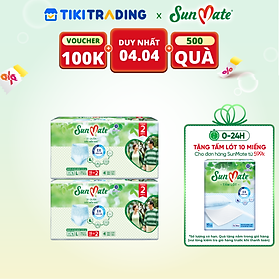 [Mẫu mới] Combo 2 Tã quần SunMate siêu mềm mại G1 mới size L-16+2 miếng
