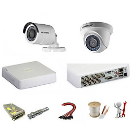 Mua Trọn bộ 2 camera Hikvision 1.0 Megapixel kèm ổ cứng - Hàng chính hãng