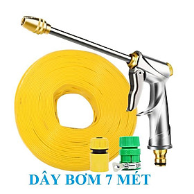 Bộ dây vòi xịt nước, tăng áp 3 lần, loại 7m, 10m 206701-2 đầu đồng,cút,nối vàng