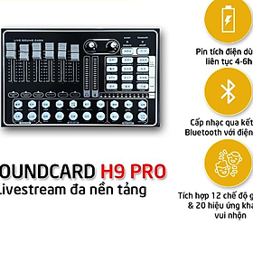 Soundcard H9 Bluetooth Autotune Thu Âm Hát Live Âm Thanh Sống Động