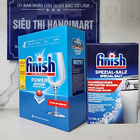 combo Muối rửa bát Finish 1,5kg+Viên rửa chén bát Finish 77 viên dùng cho máy rửa bát