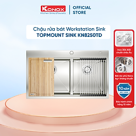 Mua Chậu rửa bát Konox  Topmount Series  Model KN8250TD  Inox 304AISI tiêu chuẩn châu Âu  Hạ bậc tích hợp  820x500x228(mm)  Hàng chính hãng