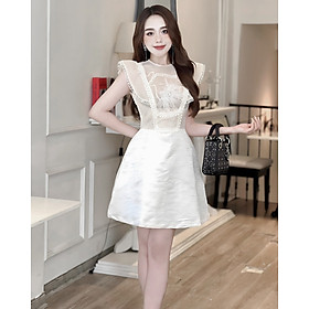 Đầm Thiết Kế MAY I65 Chất Liệu Tafa Phối Ren Tặng Kèm Tag Lông Vũ - Đầm Dự Tiệc Trẻ Trung Chuẩn MAY