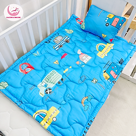 Combo nệm gối sơ sinh Katina House, bé đi nhà trẻ, vải tencel mát rượi, thấm hút và chống thấm tốt