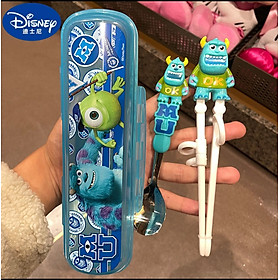 Set hộp đũa muỗng tập ăn nhựa 3D Disney hình Sulley