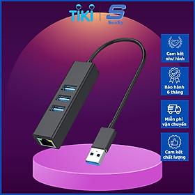 Hub Chuyển Đổi USB 3.0 Ra Cổng Mạng Lan RJ45 1000Mbps/Gigabit Ethernet SeaSy SS83, Cổng Chuyển Đổi USB To Cổng Lan, Tích Hợp 3 Cổng USB 3.0, Tốc Độ Truyền 1000Mbps, Dùng Cho Máy Tính/Laptop/PC/Macbook – Hàng Chính Hãng