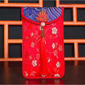 Lì xì bản dọc vải gấm hoạ tiết vân sóng