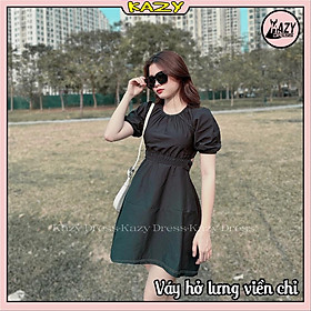 Váy sơ mi hở lưng viền chỉ nơ buộc lưng KAZY SRORE V007