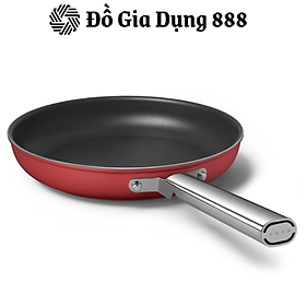 Chảo Chống Dính Smeg CKFF, Size 24cm, Màu Đỏ, Chất Liệu Nhôm Cao Cấp, Phủ Chống Dính PTFE, Phù Hợp Với Mọi Loại Bếp, Nhập Khẩu Italy, Hàng Chính Hãng