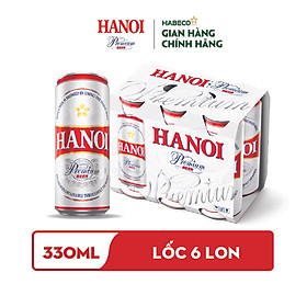 Lốc 6 lon Bia Hanoi Premium (330ml/lon)